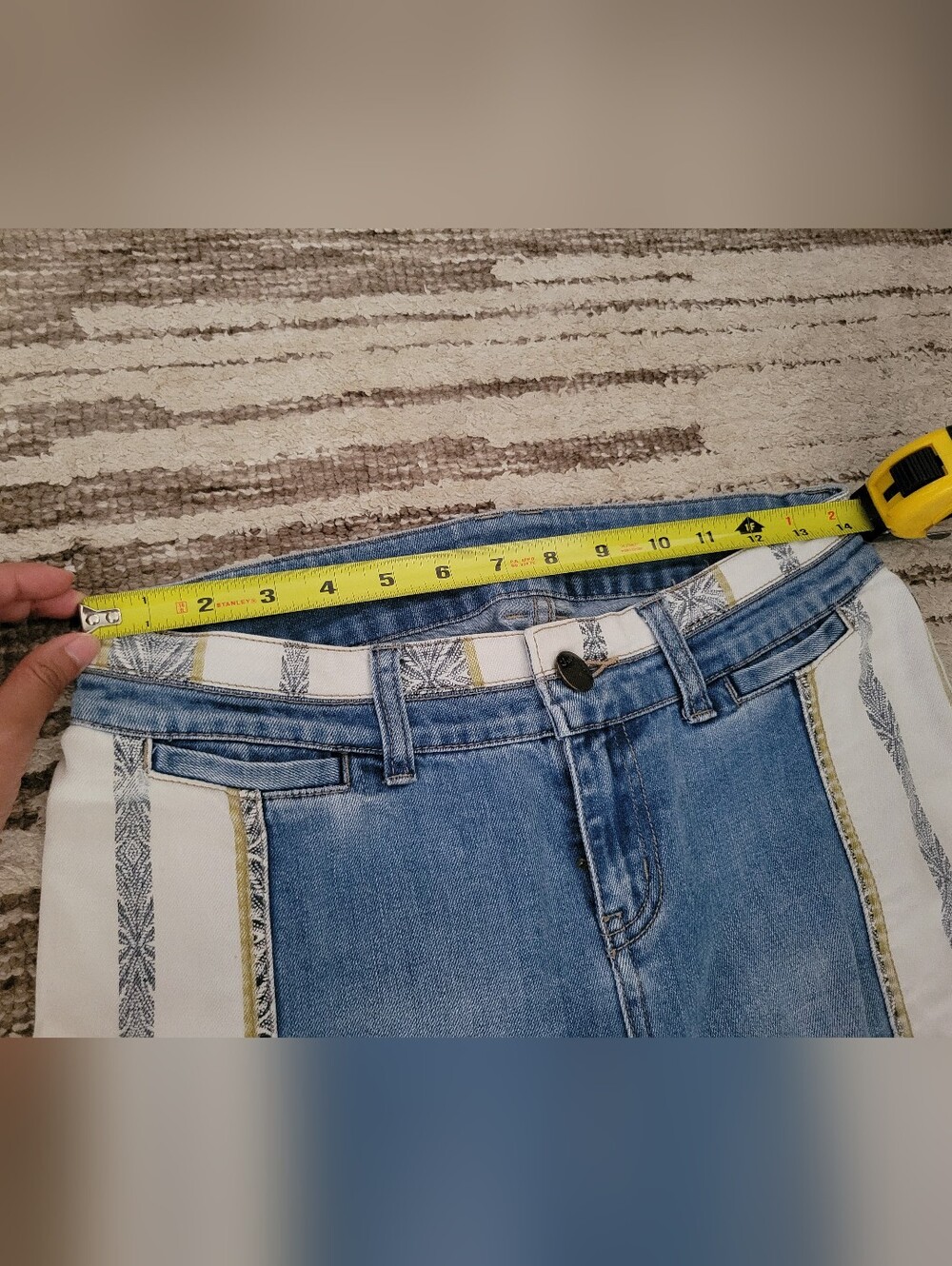 Free People Danica Boho Vintage Striped Flare Jeans Mid Rise 26W31L - Picture 2 of 10